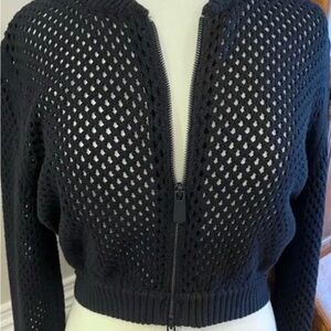 NWOT Zara Black Knit Zip Cardigan